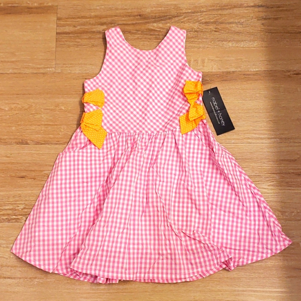 NWT pink gingham dress sz 5